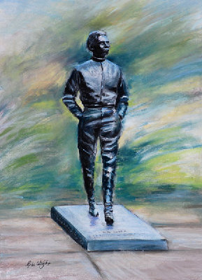 Jim Clark Statue Pastel Gina Wright web.jpg and 